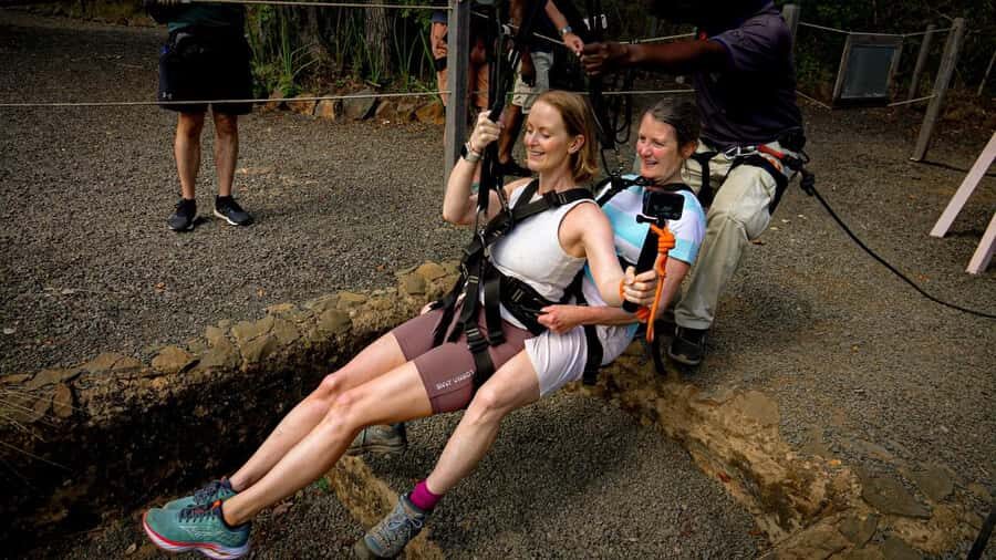 From Victoria Falls: Zip Line from the Victoria Falls Bridge - The big moment: zip across the Batoka Gorge at up to 106 km/h