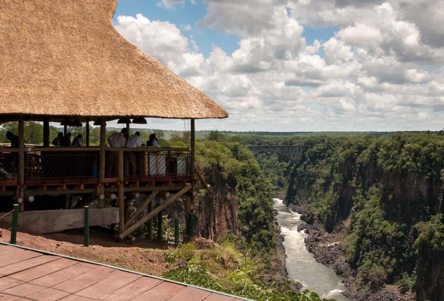 Victoria Falls Safari with Lunch and Sunset Cruise - The Lookout Café lunch: 120 meters above the Zambezi