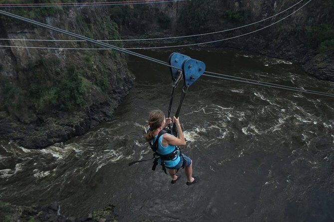 Zipline - Victoria Falls - The Foofie Slide ride: 425 m across the gorge at 106 km/h